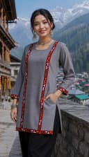 kullu kurti long front border