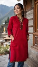 kullu kurti long T-border