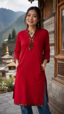 kullu kurti long T-border