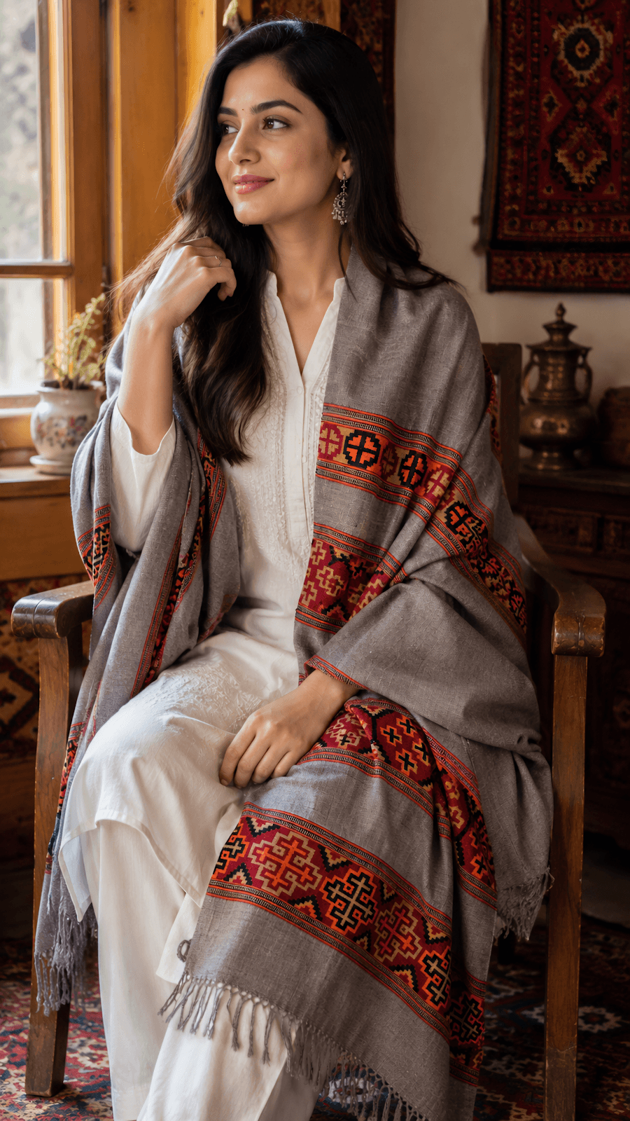 Typical 3 patti kullu shawl
