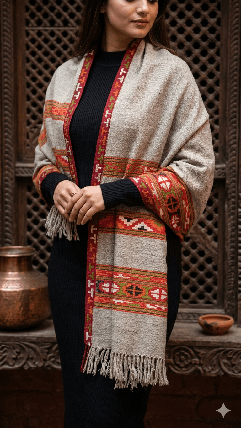 Three Patti Akhrot Shawl